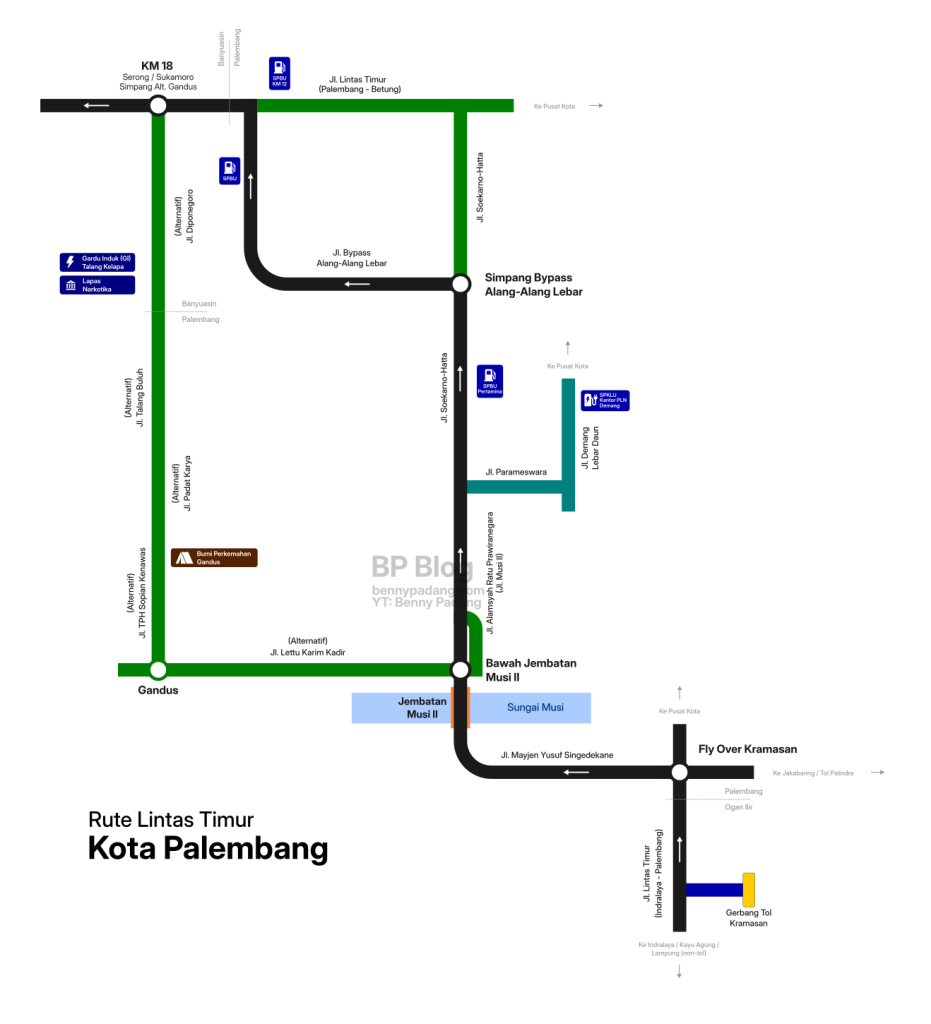 Lintas Timur Sumatera, Kota Palembang